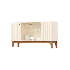 Buffet Eiffel 4 Portas Off White/Nature - Móveis Henn
