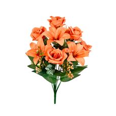 Buquê Misto Artificial de Rosas e Lírios Grillo Caramelo – 12 Hastes