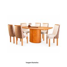 Conjunto Mesa Montreal 180x90cm Com 6 Cadeiras Tampo Premium Plus Com Vidro Off  Tecido 195 Composê Cinamomo - Cel Móveis