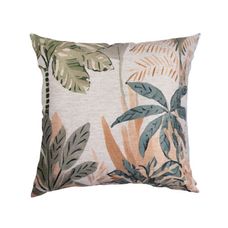 Capa de Almofada em Linho Estampa Tropical Verde Oliva 45x45cm