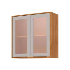 Armário Aéreo para Cozinha 80cm 2 Portas MDF Brilhante Cinamomo/Off White – MGM Móveis