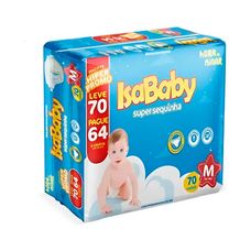 Fralda Descartável Isababy Super Sequinha Tamanho M –  70 Unidades