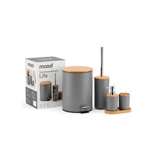 Conjunto para Banheiro Cinza Life Mood – 5 Peças