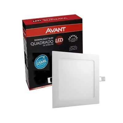 Painel Led Embutir Quadrado 3000K 12W Avant