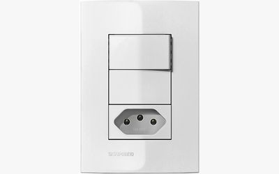 Interruptor Simples Com Tomada 10A Branca 256002 Iris