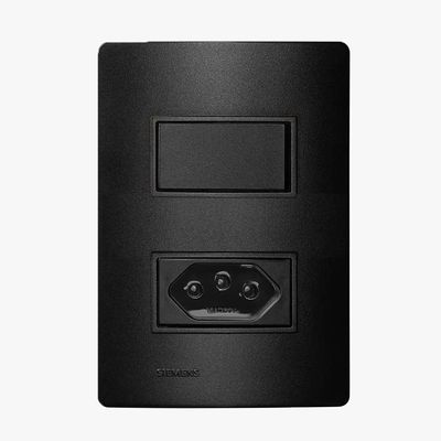 Interruptor Simples Com Tomada 10A Carbono Revitá