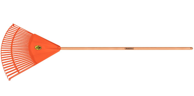 Vassoura Plástica Laranja Tramontina com 26 Dentes e Cabo de Madeira 120 cm
