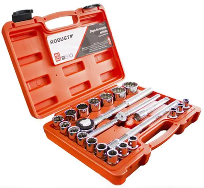 Jogo Soquete 1/2 8 À 32 Mm D26-22am 22 Peças Robust Gedore Cor Laranja