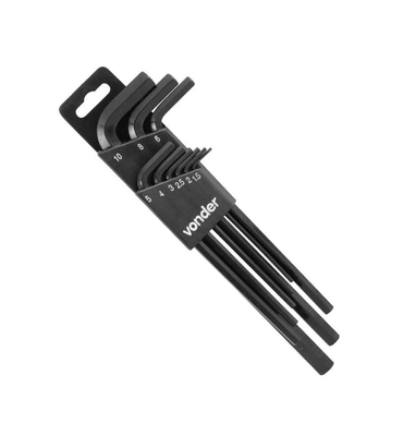 Jogo Chave Allen Longa Hexagonal 1,5 A 10mm 9 Peças Vonder Cor Preto