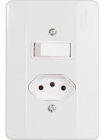 Interruptor Simples 10A + 1 Tomada 2P+T 20A com placa - Linha Milleniun