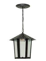 Pendente Colonial Sextavado Vidro Liso - Preto