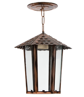 Pendente Colonial Sextavado Vidro Liso - Cobre Liso