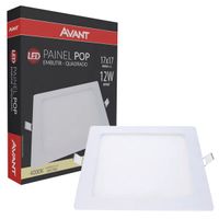 Placa Led Embutir POP - 4000K - 12W Bivolt 17X17
