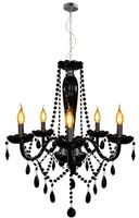 Lustre Vidro Baronesa 5xe14  Preto Brilho