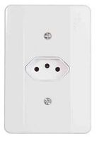 Conjunto Tomada 2P+ T Vertical 10A com placa - Linha Milleniun