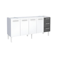 GABINETE AÇO PARA PIA 180 CM PRETO VÊNUS FLAT