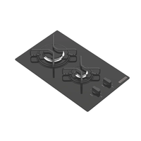 COOKTOP DOMINÓ EM VIDRO TEMPERADO PRETO COM 2 QUEIMADORES