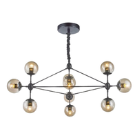 PENDENTE FIATI METAL PRETO COM VIDRO AMBAR 10L E27