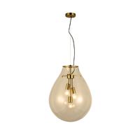 PENDENTE PYLON 3L E27 METAL DOURADO VIDRO CONHAQUE