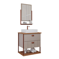 GABINETE UNI 60CM COM ESPELHEIRA CAPPUCCINO/FREIJO