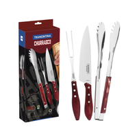 JOGO CHURRASCO INOX 3 PEÇAS POLYWOOD