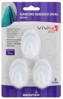 Gancho adesivo oval medio com 3