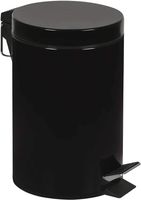 Lixeira aço inox preta redonda com pedal 03lts