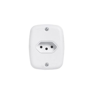 Tomada 2 Polos + Terra 10A 250V – Branca Sobrepor Pluzie