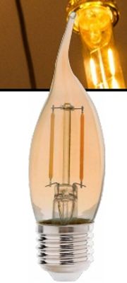 Lâmpada LED Retrô Vela Chama 2W E14 Amarela 2200K 127V