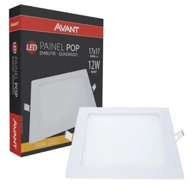 Painel LED Embutir Quadrado 12W – 3000K Bivolt