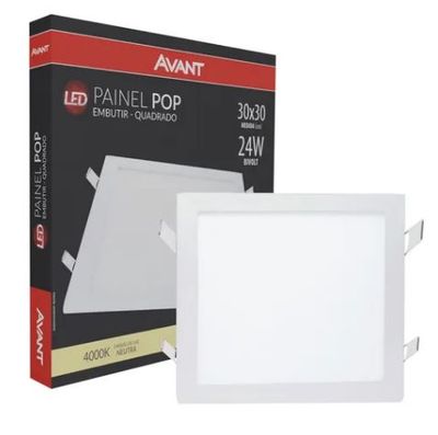Painel LED Embutir Quadrado 24W 4000K Bivolt