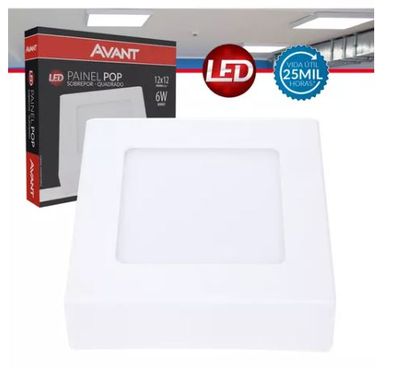 Plafon LED Sobrepor Quadrado 6W – 6500K Bivolt