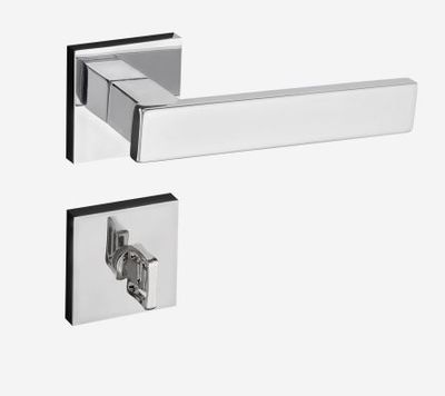 Fechadura ZM Retrô para Banheiro – Cromado com Roseta Quadrada (RQ2) 411-55PB