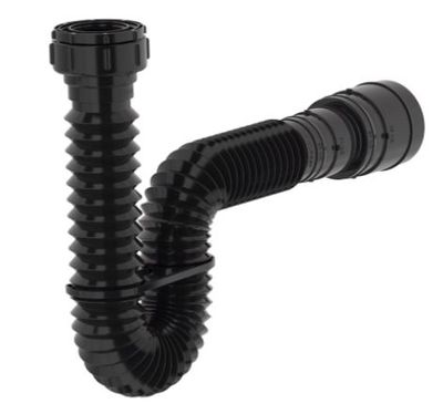 Sifão Sanfonado Universal 69 cm com Suporte Preto