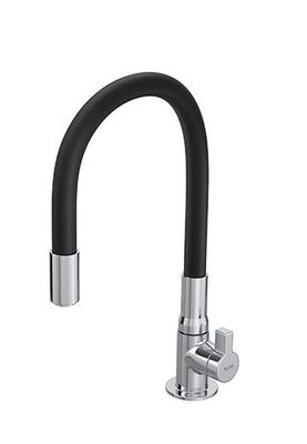 Torneira de Cozinha Mesa Bica Móvel 1/4 de Volta Flex Cromada Preta 1167