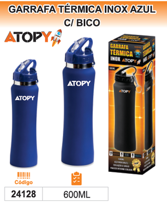 GARRAFA TERMICA INOX C BICO 600ML AZUL