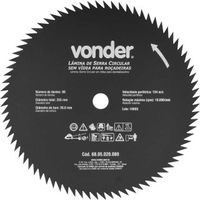 Lâmina Circular Sem Vídea P/Roçadeira 255mm x 20mm, 80 Dentes