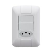 2 Interruptores Simples 6a 250v E 1 Tomada 2p + T 20a 250v Tramontina Ária 2 Interruptores Simples 6a 250v E 1 Tomada 2p + T 20a 250v Tramontina Ária