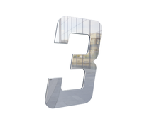 Numero ''3'' Metalmidia 200mm Prata Espelhado