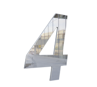 Numero ''4'' Metalmidia 200mm Prata Espelhado