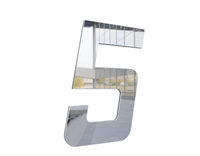 Numero ''5'' Metalmidia 200mm Prata Espelhado