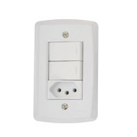 2 Interruptores Paralelos E 1 Tomada 2p+T 10a 250v Tramontina Lux2 2 Interruptores Paralelos E 1 Tomada 2p+T 10a 250v Tramontina Lux2