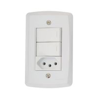 2 Interruptores Simples 10a 250v E 1 Tomada 2p+T Tramontina Lux2 2 Interruptores Simples 10a 250v E 1 Tomada 2p+T Tramontina Lux2