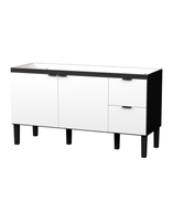 Gabinete De Madeira 150 Colibri P/Pia De 141cm Preto E Branco