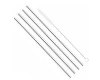 Canudo 4 Pçs 6mm Reto Inox + 1 Escova Yangzi