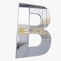 Letra ''B''  Prata Espelhado 127mmmetalmidia