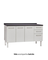 Gabinete De Aço Florata P/Pia De 1,50m Branco 2 Gavetas Hb