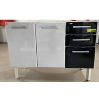 Gabinete De Aco Para Pia 120 Florata Preto 2 Gavetas