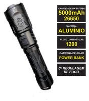 Lanterna Atopy Led Recarregável Extra Forte1200 Lm Rf-8544
