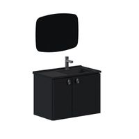 Kit Banheiro Cozimax Aço C/Espelho Tarumã Preto Fosco